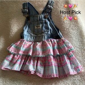 🎊🎉HP🎊🎉  Girls Adorable Osh Kosh B’Gosh 18M Ruffled Floral Bib Dress Spring